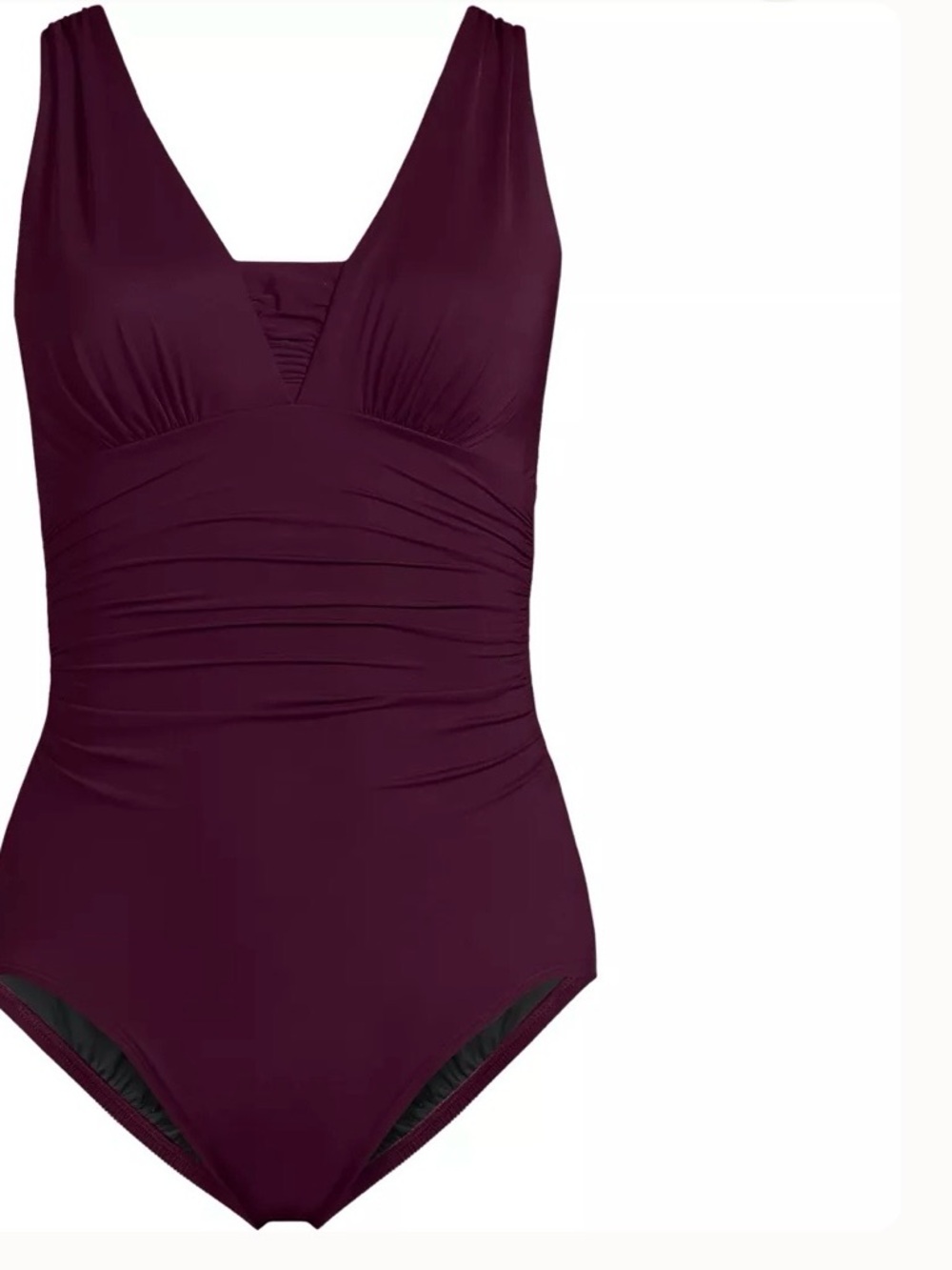 Lands' End Grecian Dark Wine One-Piece Swimsuit slendersuit 10P